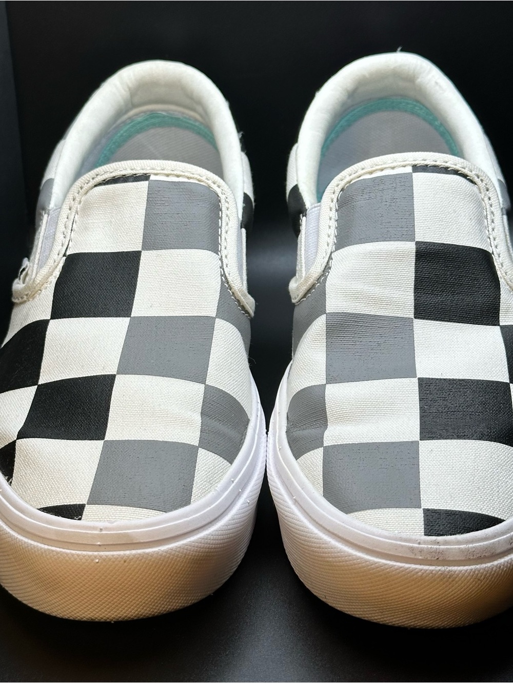 Vans Kids Checkerboard Slip-On Sneakers in Black and White